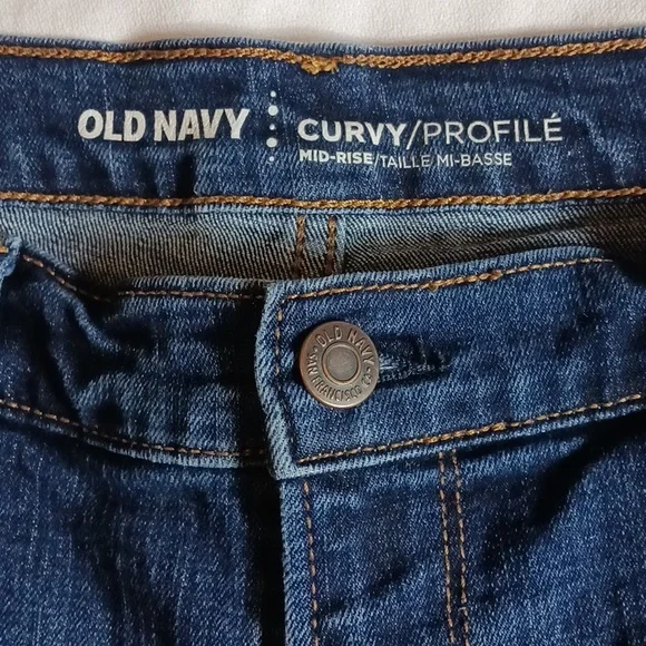 Old Navy Jeans Curvy Profile Mid Rise Dark Wash Ankle Stretchy Chic Size 12 - Picture 3 of 9